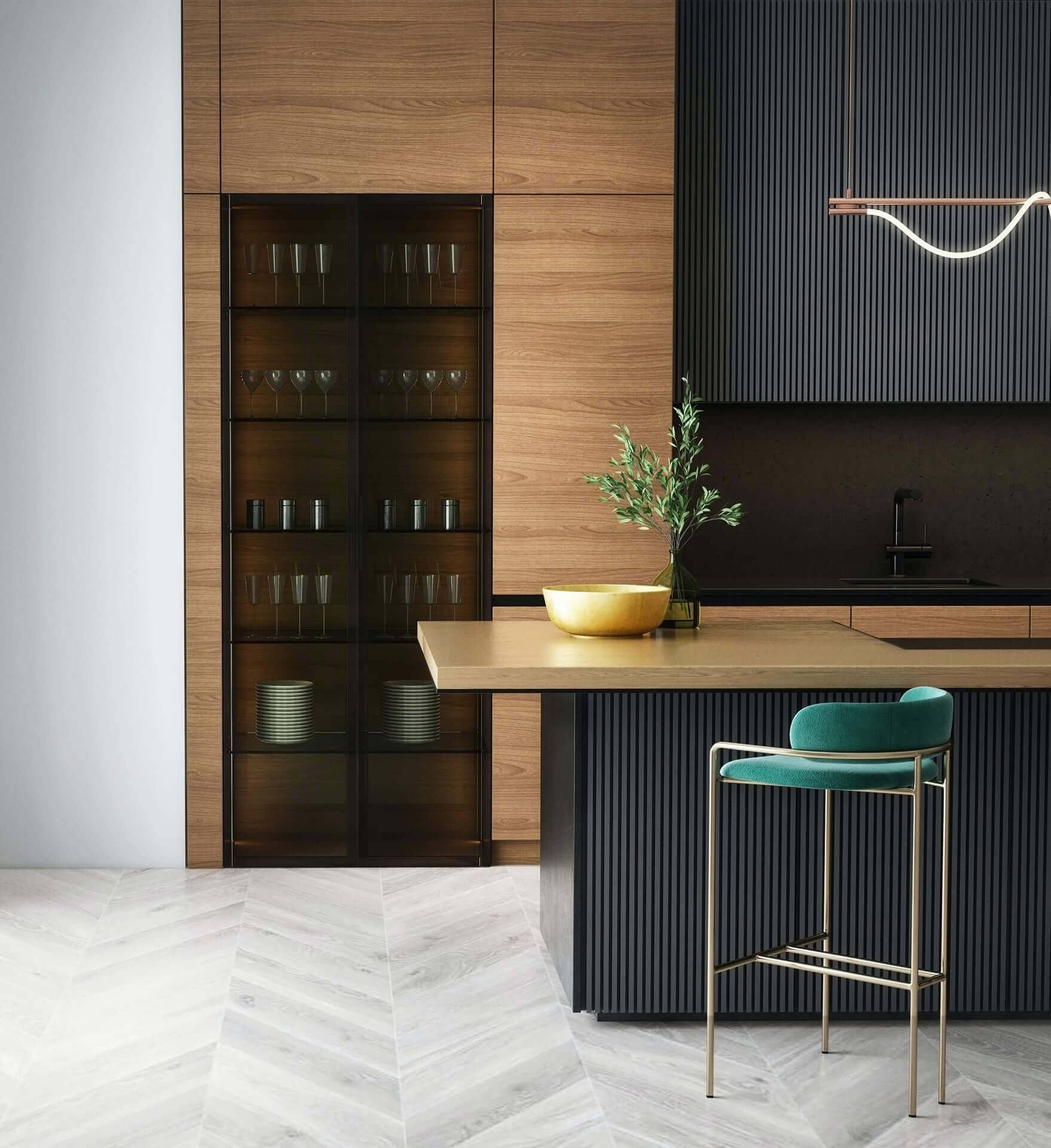 Kitchen with island style platform