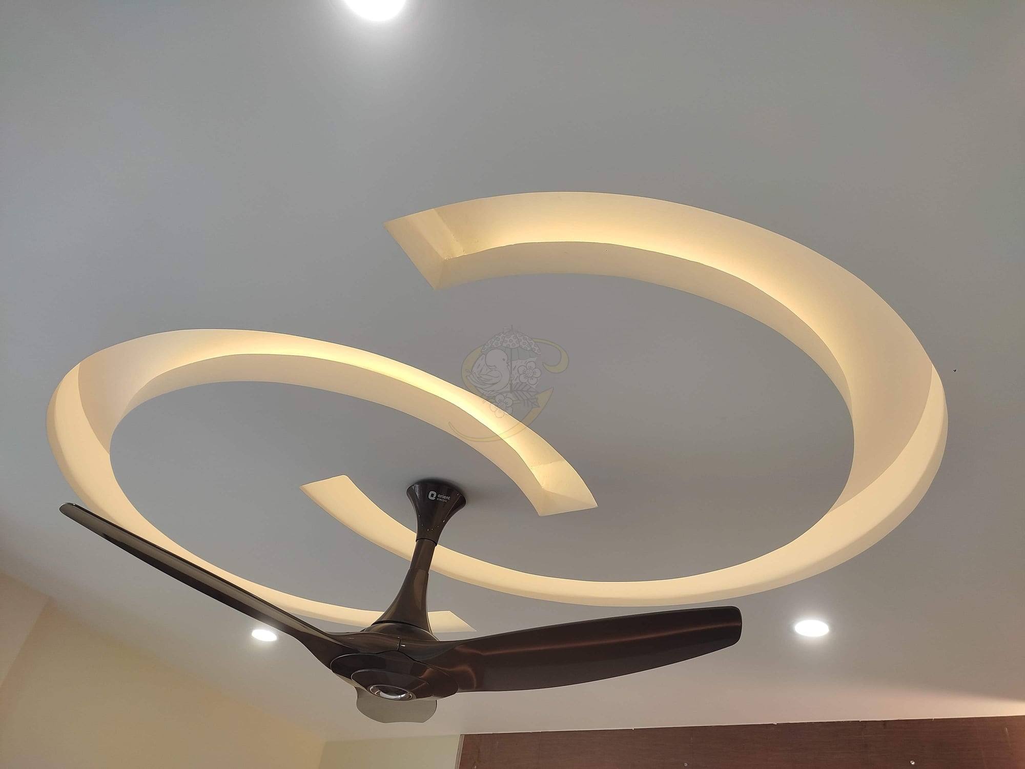 Modern living room interior with false ceiling