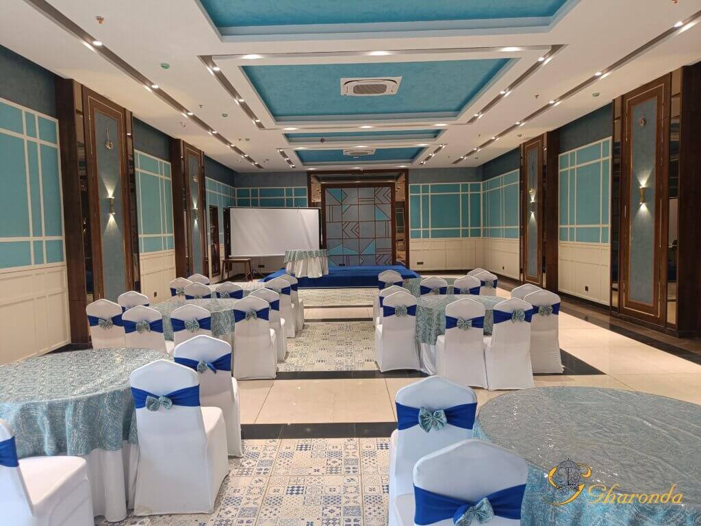 Banquet hall false ceiling with cove lighting