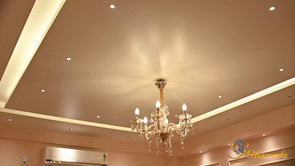 Curved residential false ceiling detail